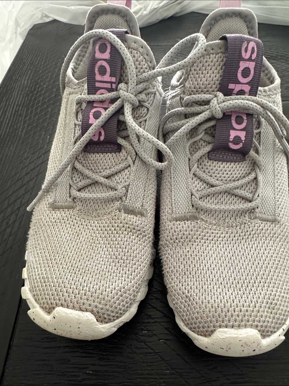 Adidas Gray Shoes with Purple Details